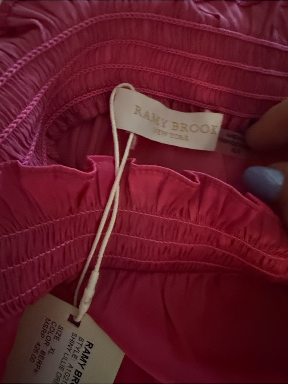 Ramy Brook Raspberry Off-Shoulder Pleated Mini Dress - Picture 4 of 4
